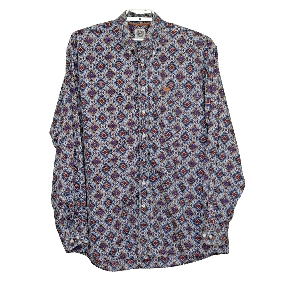 Cinch Button Down Shirt Mens XL Mulitcolor Print Long Sleeve Collared Western
